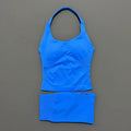 2 Pieces Sports Halter Top Strappy Bra Shorts Set Women Seamless Yoga Gym Leggings Set Running Fitness Sports Shorts Suit